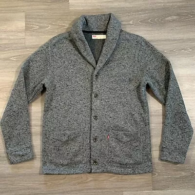 Levi's Cardigan Sweater Mens Large Gray Shawl Collar Polyester Long Sleeve • $29.95