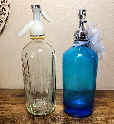 Vintage Schweppes Soda Syphon Seltzer And Jacob Goldberg Brooklyn Blue  Bottles • $55