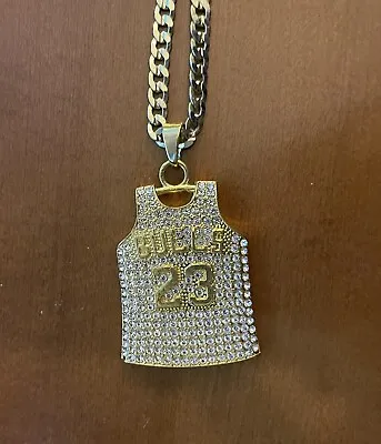23 Chicago Bulls Michael Jordan NBA Jersey Necklace - Gold Colored - Rhinestone • $20