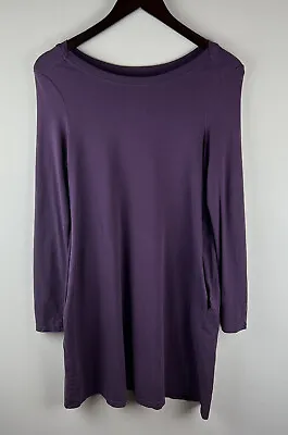 Pact  Dress S Plum Organic Cotton T-Shirt Dress Pockets Long Sleeve • $22.99