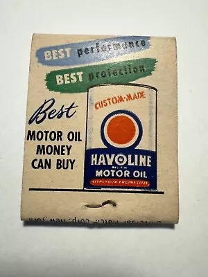 HAVOLINE Motor Oil / Fort Worth Texas / Advertising Matchbook Unstruck Gas & Oil • $7.99