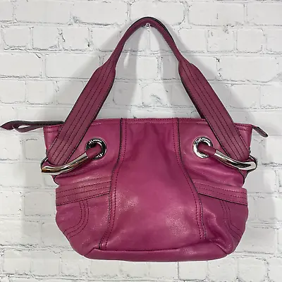 B Makowsky Bag Women’s Fuchsia Pink Shoulder Leather Purse Silver Hardware • $24.99