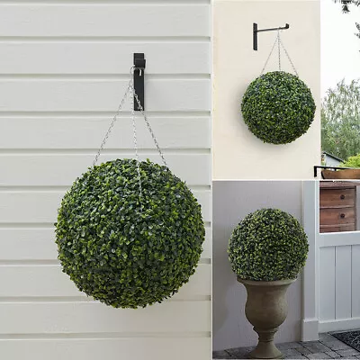 28cm Artificial Topiary Boxwood Faux Tree Garden Outdoor Hanging Pot Grass Plant • £12.95