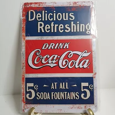 Coca Cola Tin Advertising Sign 300mm X 200mm Delicious Refreshing Coca Cola • $14.20