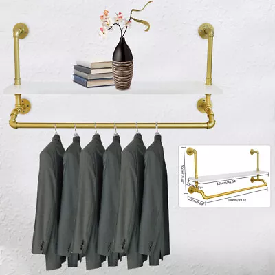 Industrial Vintage Clothes Rack Single Hanging Garment Bar Clothes Storage Shelf • $58.90