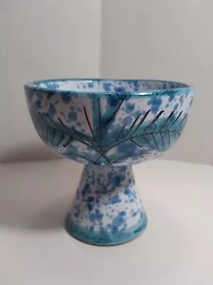 Vintage Italy Creation Vimax Turquoise Speckled & Leaf Compote Dish Bowl 5x5 • $14