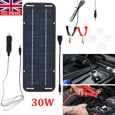 30W Solar Panel Kit Outdoor Emergency Trickle Battery Charger Fr Car Van Caravan • £11.95