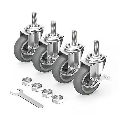 Caster Wheels 3 Inch Locking Stem Casters 3/8  -16 X 1-1/2  (Stem Diam... • $28.99