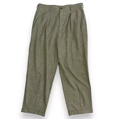 Vtg 90s J Crew Wool Trousers Pants Oarsman Pleated Baggy Preppy Grunge 34 X 29 • $45