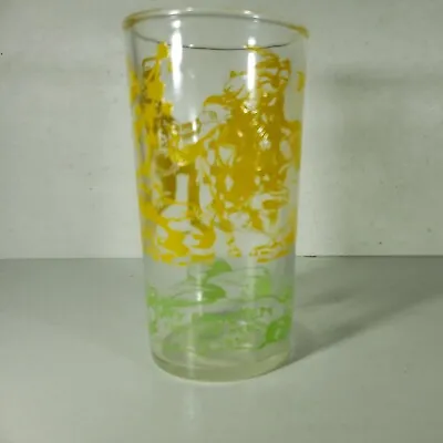 Vintage Jelly Jar Juice Glass Davy Crockett Frontier Hero Hazel Atlas Yellow • $8.99