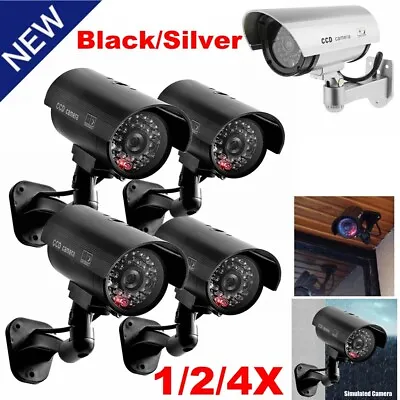 Dummy Camera CCTV Security Surveillance Cam Fake Red IR LED Indoor Outdoor Black • £7.49