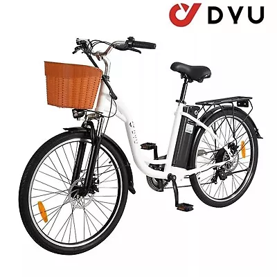 DYU C6 Ebike Electric Bicycle 26  Mens Ladies Shopper BikeDual DISC 36V 12.5AH • £699.99