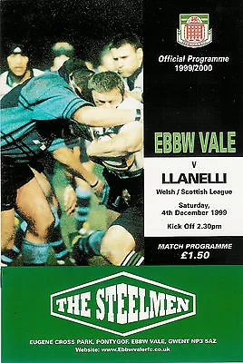 Ebbw Vale  V Llanelli 4 Dec 1999 RUGBY PROGRAMME • £4.89