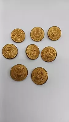 Set Of 8 Vintage Brass Military US Army Jacket Buttons 1920s Waterbury • $40