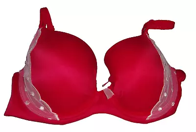 Victoria Secret Fabulous Red Bra  Lace Push Up Underwire Lined Demi - 34D • $15.98