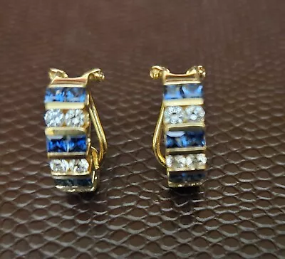 14k Gold Sapphire Genuine Diamond .68ctw GH VS Earrings  • $489