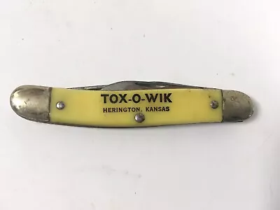 Vintage Tox-O-Wik Herington Kansas Farm Equipment Advertising Pocket Knife • $24