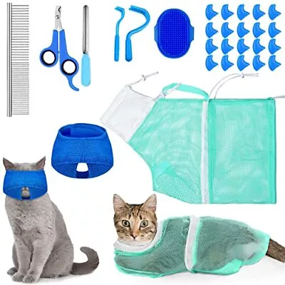 9Piece Cat Bathing Bag Set Shower Bag Anti Bite Scratch Grooming Pet Washing • $22.55