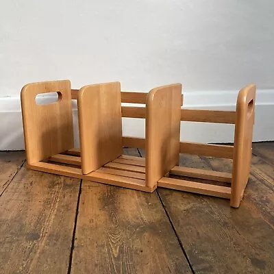 Mid Century Modern Oak Wood Extendable Compartment Tabletop Book Shelf Stand • £39.99