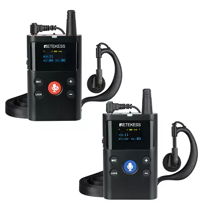 Retekess TT126 Two-Way Tour Guide System Mic Transmitter And One Receiver Church • $139.99