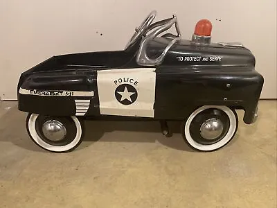 Vintage  Police Highway Patrol Metal Pedal Car With Siren Light That Works • $475
