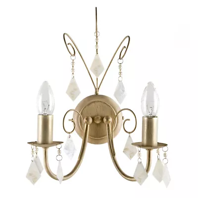 Litecraft Serenity Wall Light Floral Styled Candle E14 2 Arm In Cream Clearance  • £22.99