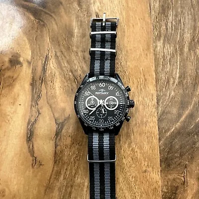 Rotary Men's Black ION Plated Chronograph  Aquaspeed Watch. GB00013/19 • £13.50