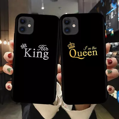 King/Queen Black Case For IPhone 14 13 12 11 Pro Max XR X Xs 8 7 6s Plus Cover • £3.59