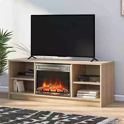 Electric Fireplace Heater TV Stand Wood Storage Cabinet Media Entertainment • $146.99