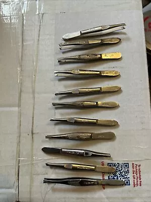 Vintage Tweezer Lot Of 11 LaCrosse /maybelline Various Tips  All USA Made FS • $40