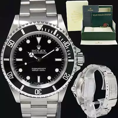 MINT 2000 Rolex Submariner No-Date 2 Line Dial 14060 Steel Black 40mm Watch Box • $7992.13