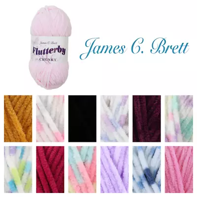 James C. Brett Flutterby Chunky 100g Knitting Crochet Yarn Soft Chenille Plush • £3.99