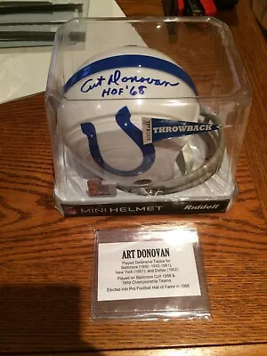 Art Donovan Baltimore Colts Mini Helmet Auto Tristar Signed  Hof 68  Inscription • $99