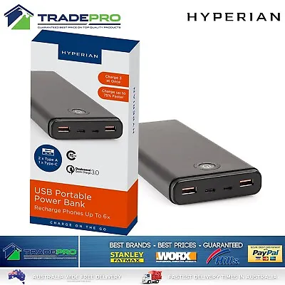 $29.75 • Buy Hyperion USB-C Portable Battery Power Fast Charger Bank Rapid 20000Mah Powerbank