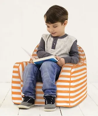 P’kolino Little Reader Children Orange White Kids Stuffed Striped Chair • $24.90