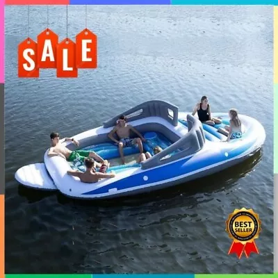 A New Inflatable Floating Water Row Bed Island 6 Person Pirate Pool Rafts Floats • $575.99