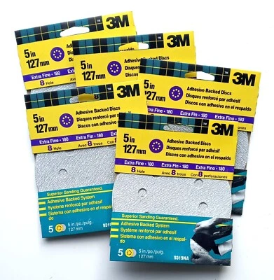 $5.50 • Buy 3m 5  8 Hole Sanding Discs Sandpaper 180 Grit 25 Discs 5-5 Packs 9319NA