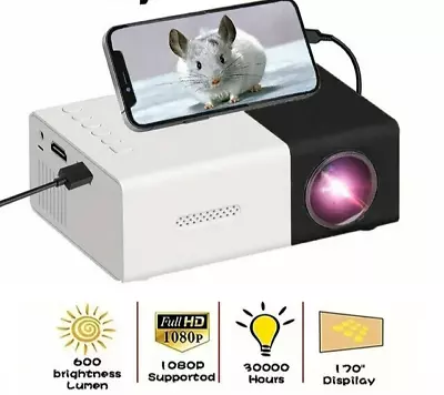 Mini LED Projector Audio HDMI-compatible HD New USA Seller Ultra Portable Black • $36