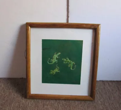 Suastika UBUD/BALI Gecko Lizard Oil Painting Wood Frame  • $39.99