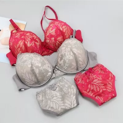 Sexy Lace Lingerie Set Embroidery Deep V Padded Extreme Push Up Bra Panty Sets • $9.48