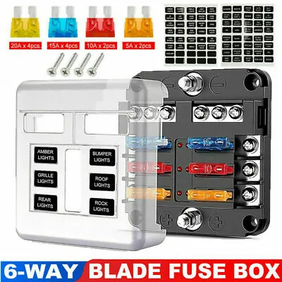 6Way 12V 32V Auto Car Power Distribution Blade Fuse Holder Box Block Board • £9.89