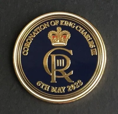 £4.50 • Buy KING CHARLES III CORONATION SOUVENIR ENAMEL PIN BADGE - 6th MAY 2023 - NAVY BLUE