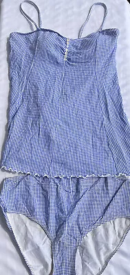 Maternity Tankini Bathing Suit XL Blue & White Check • $10.99