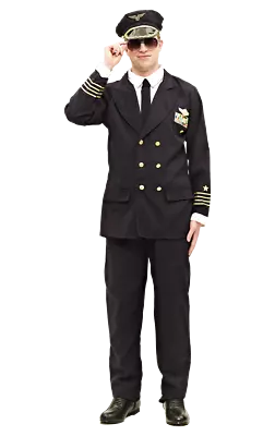 £44.99 • Buy Mens Pilot Costume Airline Uniform Suit With Hat Stag Do Film TV Fancy Dress