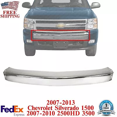 Front Bumper Chrome Steel For 2007-2013 Chevy Silverado 1500 / 07-10 2500HD 3500 • $143.41