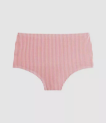 $58 J.Crew Women's Red Stripe Seersucker High Waist Bikini Swim Bottoms Size XL • $19.18