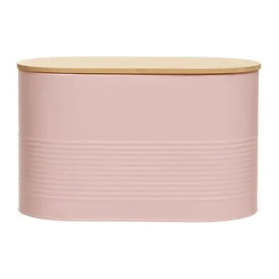 Alton Pink Metal Bread Bin With Natural Bamboo Lid Practical Addition To Kitche • £27.99