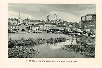 Lincoln Cathedral And City From River Witham Vintage Picture Print 1935 BOB#80 • £2.49
