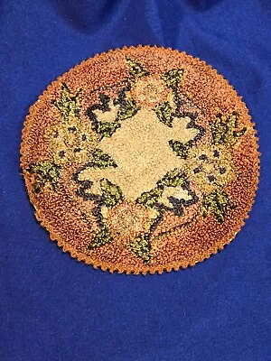 Antique Dollhouse Miniature Silk Floral Rug 5.75” Diameter • $21.99