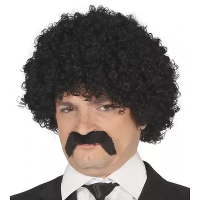 Mens Pulp Fiction Afro Wig & Tash Samuel L Jackson Jules Fancy Dress Scouser • £7.89